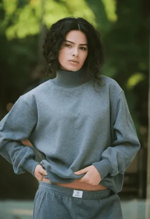 Parke Stormy Grey Turtleneck Sweatshirt S/M Minimalist Capsule Fleece thumbnail 1