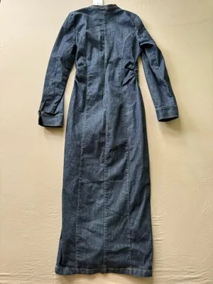 Zara long-sleeve ruched denim maxi dress thumbnail 5