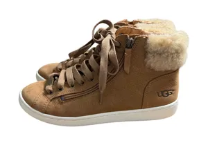 UGG Shearling Trim Cozy Comfort Winter Size Zip Chestnut Suede Fleece Cuff Sz 9 thumbnail 1