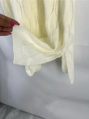Knit Mix Ivory Pointelle Open Knit Maxi Dress Size M thumbnail 4