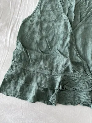 Sage Green Ruffle Detail Cropped Tank thumbnail 3