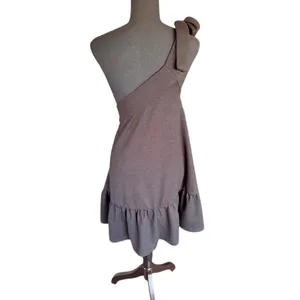 Free People Black Boho Cottagecore One-Shoulder Ruffle Hem Dress Size Large thumbnail 3