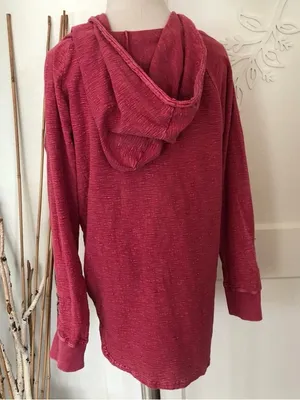 Avani del Amour xl boho hooded cotton embroidered top pink red thumbnail 2
