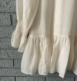 NWT Reiss Esme Shift Mini Dress Long Sleeve Ivory Size 2 Relaxed Fit Victorian thumbnail 8
