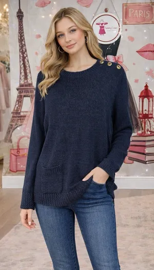 Lauren Ralph Lauren Navy Blue Linen Sweater Size XL thumbnail 1