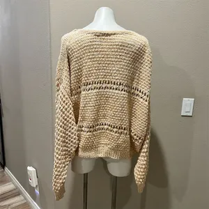 Free People Women's XL Standard V-Neck Pullover Sweater Multicolor Casual Knit thumbnail 3