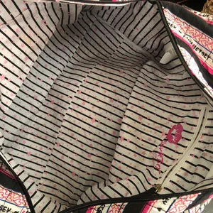 Betsey Johnson Pink white black Luv weekender duffel travel suitcase hand bag purse tote thumbnail 6