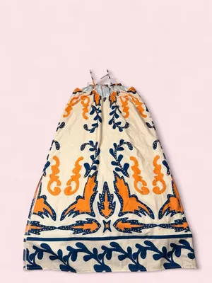 SHEIN Cream Maxi dress with Orange & Navy Floral Print thumbnail 2