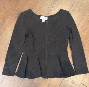 Ganni Women’s Black Peplum Zip-Front Top Size Small - C16-051 thumbnail 1