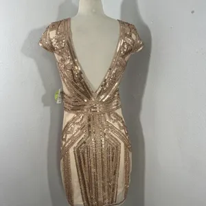NWT Windsor Rose Gold Sequin Mesh Mini‎ Dress thumbnail 4