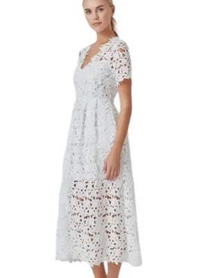 NWT Endless Rose Lace Short Sleeve Midi Dress White Size S thumbnail 2