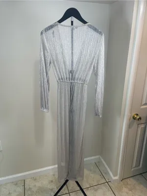 Charlotte Russe Metallic Silver Pleated Dress thumbnail 3