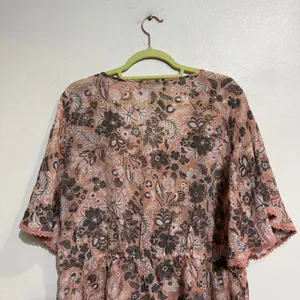 Adrienne Vittadini Pink Floral Peplum Blouse Sz XL thumbnail 9