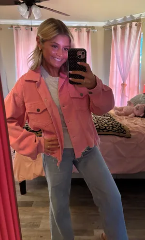Pink denim jacket thumbnail 1