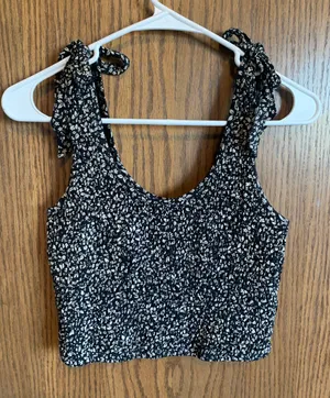 American Eagle Cropped Flower Print Tank Top thumbnail 1