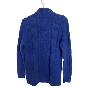 LL Bean Merino Wool Blend Royal Blue Cable Knit Button Front Cardigan XL thumbnail 2