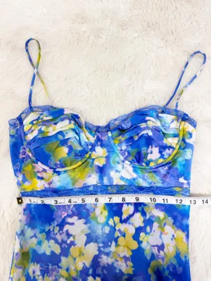 ASTR the Label Florianne Blue Floral Maxi Slip Dress Small Bustier Wedding Guest thumbnail 13