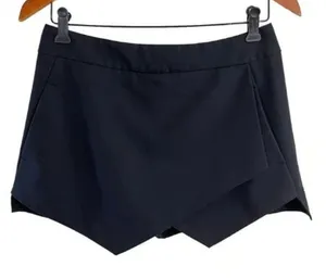 Aqua Black Asymmetrical Skort. Mini Skirt with Shorts. Side Pockets Size Small thumbnail 1