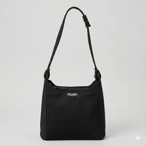 Kate Spade New York 90s Vintage Shoulder Bag Black Nylon Pocket Zipper Classic thumbnail 4