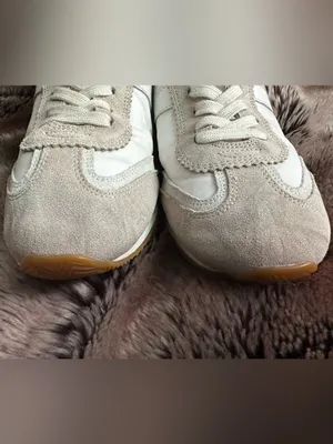 Tory Burch Hank White and Beige Suede Retro Runner Sneaker thumbnail 5