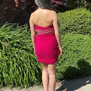 La Femme mesh wrap strapless bodycon mini dress thumbnail 3