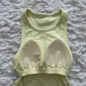 Outdoor Voices Ribbed Racerback Tank XS Yellow Ruched Sides Removable Pads NWOT thumbnail 7