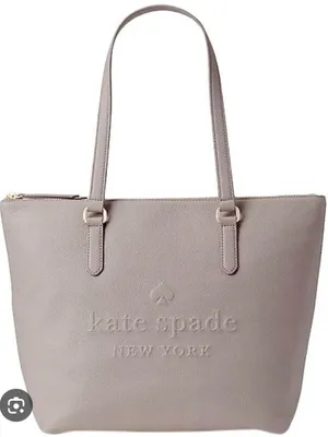 Kate Spade Larchmont Avenue Logo Penny Tote Bag Leather Purse Cityscape Taupe thumbnail 1