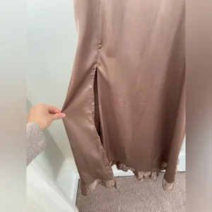 Show Me Your MuMu Taupe Satin Maxi Dress with Ruffle Hem thumbnail 7