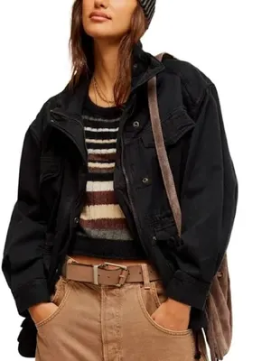 Free People We The Free Arya Utility Jacket Black Small NWOT thumbnail 5