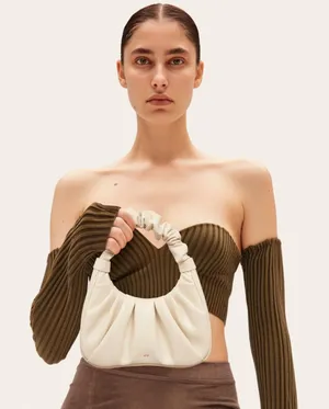 JW‎ PEI Gabbi Ruched Hobo Handbag Ivory Vegan Leather Small Hobo Bag Like New thumbnail 1