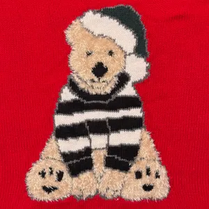 NY&C Sweater Bear Christmas Festive Holiday Novelty Cottage Retro Cozy Red Large thumbnail 4