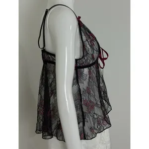 Women’s Whimsigoth Sleep Top Black Lace Babydoll Bows Floral Fairy Size XL thumbnail 3