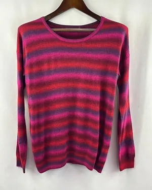 Women’s The Limited Medium Purple, Pink Red Striped Sweater thumbnail 1