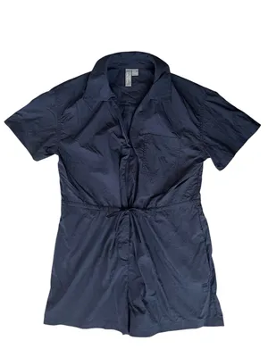 Sweaty Betty Women’s Anytime Short Sleeve Romper Navy Blue Nylon Zip Front Sz S thumbnail 2