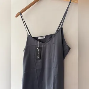 NEW!! Ekouaer Charcoal Gray Silky Satin Cami Sleep Lounge‎ Top thumbnail 2