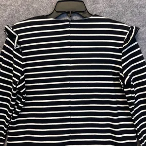 ENGLISH FACTORY Top Women's Small Black White Striped Ruffled‎ Trim Long Sleeve thumbnail 10