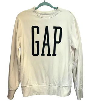 Gap Logo Sweatshirt Small Stone‎ Cream Crewneck Graphic Pullover Athleisure thumbnail 1