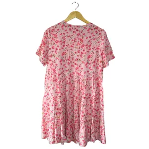 Dokotoo Floral Mini Dress Womens Small Pink NWT Boho Tassel Tie Neck Babydoll thumbnail 3