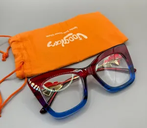 Vooglam Red & blue Cat-Eye Glasses frame, no prescription. thumbnail 1