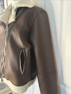 CHICME Women’s Faux-Shearling Biker Jacket in Coffee thumbnail 4