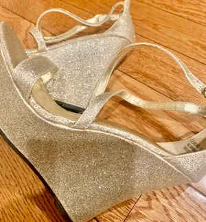 Rouge gold glitter platform strappy crisscross wedges sandal size 8.5 thumbnail 6