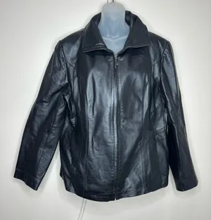 East 5th Genuine Leather Y2K Vintage Black Zip Up Jacket Coat size XL thumbnail 1
