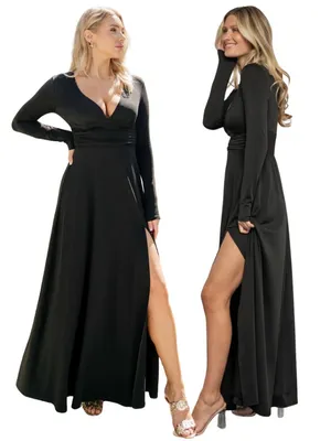 Baltic Born Arianna Maxi Dress Women's Large Black Slit Formal Wedding Cocktail thumbnail 3
