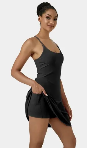 Halara Everyday Cloudful Air 2-in-1 Cool Touch Dress-Euphoria Air-Longer Black S thumbnail 1