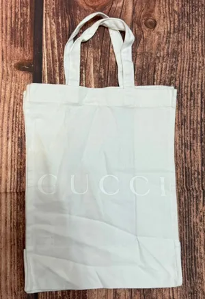 Gucci Tote Bag Unisex Medium White Logo Reusable Shopping Storage 14x10 thumbnail 1