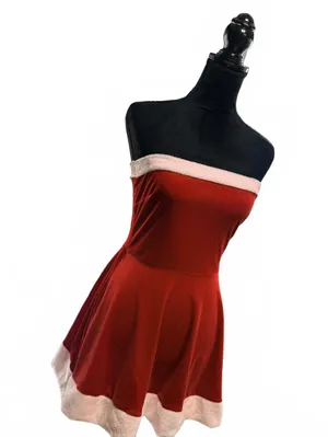 Christmas Red velour Santa dress Tube Mini Dress - Sexy Aesthetic - Size S thumbnail 2
