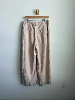 Madewell The Harlow Wide Leg Pants Beige Linen Blend Sailor Waist Size 8 thumbnail 10