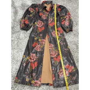 TOV Los Angeles Womens Floral Faux Leather Maxi Coat Dress Duster Jacket Size 38 thumbnail 12