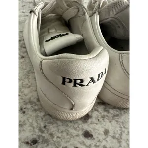 Prada white leather womens sneakers shoes 35 USED thumbnail 10