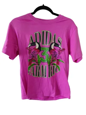 Adidas x Farm Rio Graphic Short Sleeve Tee, Size S Pink/Green NWT thumbnail 2